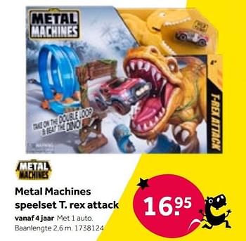 Aanbiedingen Metal machines speelset t. rex attack - Zuru - Geldig van 01/10/2022 tot 05/12/2022 bij Intertoys