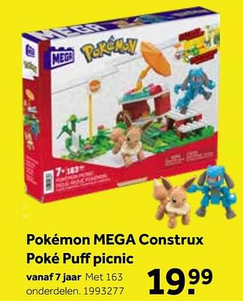 Aanbiedingen Pokémon mega construx poké puff picnic - Pokemon - Geldig van 01/10/2022 tot 05/12/2022 bij Intertoys