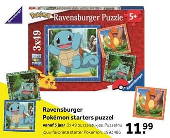 Aanbiedingen Ravensburger pokémon starters puzzel - Ravensburger - Geldig van 01/10/2022 tot 05/12/2022 bij Intertoys