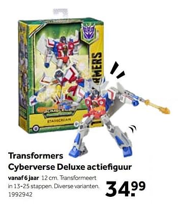 Aanbiedingen Transformers cyberverse deluxe actiefiguur - Hasbro - Geldig van 01/10/2022 tot 05/12/2022 bij Intertoys