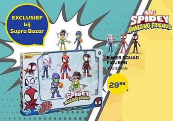 Aanbiedingen 5 web squad figuren - Marvel - Geldig van 21/10/2022 tot 07/12/2022 bij Supra Bazar