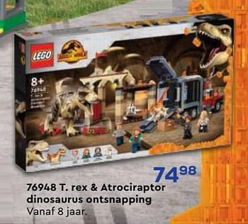 Aanbiedingen 76948 t. rex + atrociraptor dinosaurus ontsnapping - Lego - Geldig van 21/10/2022 tot 07/12/2022 bij Supra Bazar
