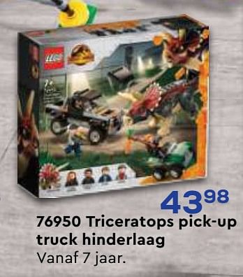Aanbiedingen 76950 triceratops pick-up truck hinderlaag - Lego - Geldig van 21/10/2022 tot 07/12/2022 bij Supra Bazar