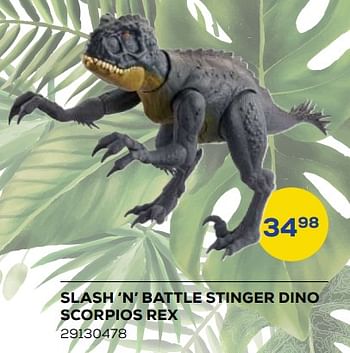 Aanbiedingen Slash n battle stinger dino scorpios rex - Jurassic World - Geldig van 21/10/2022 tot 07/12/2022 bij Supra Bazar