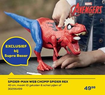 Aanbiedingen Spider-man web chomp spider rex - Hasbro - Geldig van 21/10/2022 tot 07/12/2022 bij Supra Bazar