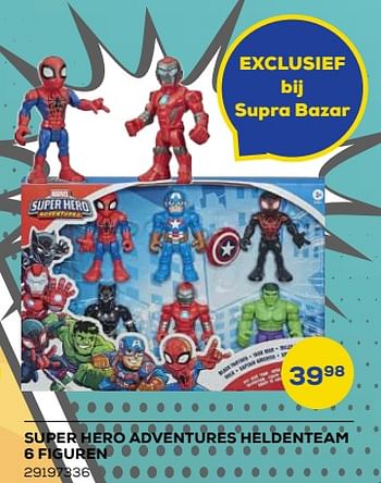 Aanbiedingen Super hero adventures heldenteam 6 figuren - Hasbro - Geldig van 21/10/2022 tot 07/12/2022 bij Supra Bazar