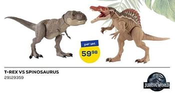 Aanbiedingen T-rex vs spinosaurus - Jurassic World - Geldig van 21/10/2022 tot 07/12/2022 bij Supra Bazar
