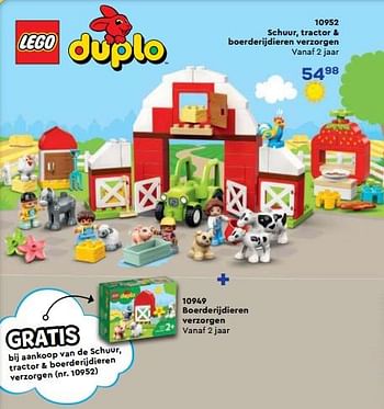 Aanbiedingen 10952 schuur, tractor + boerderijdieren verzorgen - Lego - Geldig van 21/10/2022 tot 07/12/2022 bij Supra Bazar