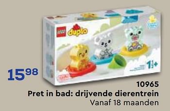 Aanbiedingen 10965 pret in bad: drijvende dierentrein - Lego - Geldig van 21/10/2022 tot 07/12/2022 bij Supra Bazar