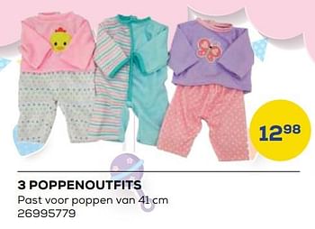 Aanbiedingen 3 poppenoutfits - Huismerk - Supra Bazar - Geldig van 21/10/2022 tot 07/12/2022 bij Supra Bazar