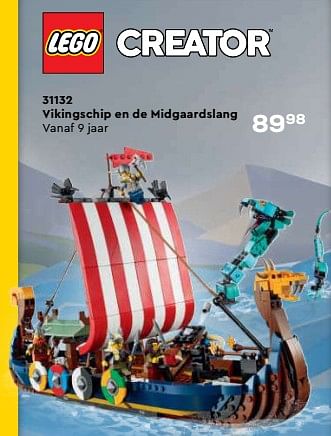 Aanbiedingen 31132 vikingschip en de midgaardslang - Lego - Geldig van 21/10/2022 tot 07/12/2022 bij Supra Bazar