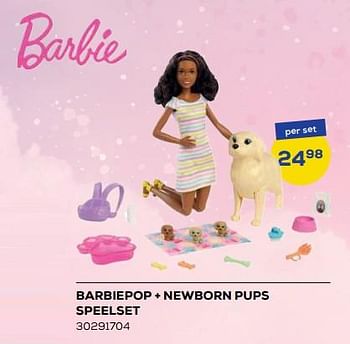 Aanbiedingen Barbiepop + newborn pups speelset - Mattel - Geldig van 21/10/2022 tot 07/12/2022 bij Supra Bazar