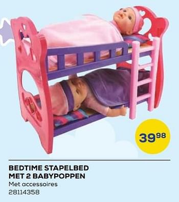 Aanbiedingen Bedtime stapelbed met 2 babypoppen - Huismerk - Supra Bazar - Geldig van 21/10/2022 tot 07/12/2022 bij Supra Bazar