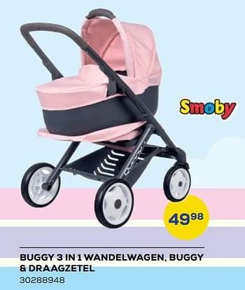 Aanbiedingen Buggy 3 in 1 wandelwagen, buggy + draagzetel - Smoby - Geldig van 21/10/2022 tot 07/12/2022 bij Supra Bazar