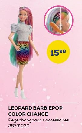 Aanbiedingen Leopard barbiepop color change - Mattel - Geldig van 21/10/2022 tot 07/12/2022 bij Supra Bazar