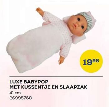 Aanbiedingen Luxe babypop met kussentje en slaapzak - Huismerk - Supra Bazar - Geldig van 21/10/2022 tot 07/12/2022 bij Supra Bazar