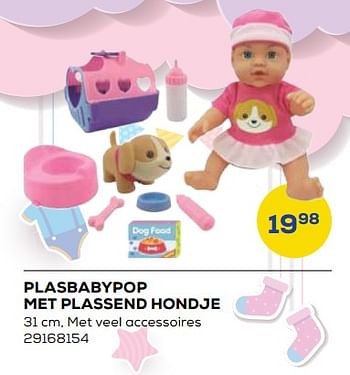 Aanbiedingen Plasbabypop met plassend hondje - Huismerk - Supra Bazar - Geldig van 21/10/2022 tot 07/12/2022 bij Supra Bazar