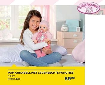 Aanbiedingen Pop annabell met levensechte functies - Zapf creation - Geldig van 21/10/2022 tot 07/12/2022 bij Supra Bazar