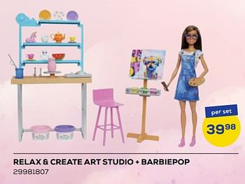 Aanbiedingen Relax + create art studio + barbiepop - Mattel - Geldig van 21/10/2022 tot 07/12/2022 bij Supra Bazar