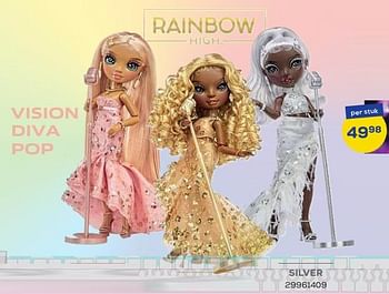 Aanbiedingen Vision diva pop silver - Rainbow High - Geldig van 21/10/2022 tot 07/12/2022 bij Supra Bazar