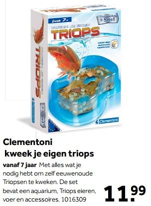 Aanbiedingen Clementoni kweek je eigen triops - Clementoni - Geldig van 01/10/2022 tot 05/12/2022 bij Intertoys