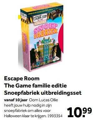 Aanbiedingen Escape room the game familie editie snoepfabriek uitbreidingsset - Identity Games - Geldig van 01/10/2022 tot 05/12/2022 bij Intertoys