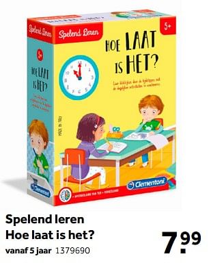 Aanbiedingen Spelend leren hoe laat is het? - Clementoni - Geldig van 01/10/2022 tot 05/12/2022 bij Intertoys