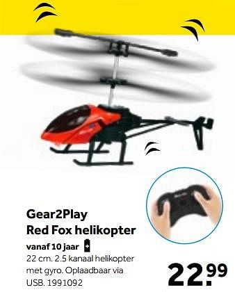 Aanbiedingen Gear2play red fox helikopter - Gear2Play - Geldig van 01/10/2022 tot 05/12/2022 bij Intertoys