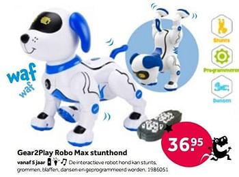 Aanbiedingen Gear2play robo max stunthond - Gear2Play - Geldig van 01/10/2022 tot 05/12/2022 bij Intertoys