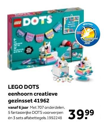 Aanbiedingen Lego dots eenhoorn creatieve gezinsset 41962 - Lego - Geldig van 01/10/2022 tot 05/12/2022 bij Intertoys