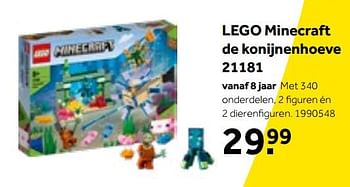 Aanbiedingen Lego minecraft de konijnenhoeve 21181 - Lego - Geldig van 01/10/2022 tot 05/12/2022 bij Intertoys