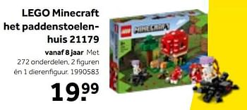 Aanbiedingen Lego minecraft het paddenstoelenhuis 21179 - Lego - Geldig van 01/10/2022 tot 05/12/2022 bij Intertoys