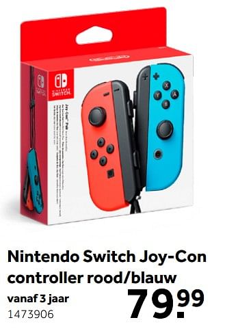 Aanbiedingen Nintendo switch joy-con controller rood-blauw - Nintendo - Geldig van 01/10/2022 tot 05/12/2022 bij Intertoys
