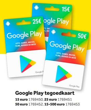 Aanbiedingen Google play tegoedkaart - Google - Geldig van 01/10/2022 tot 05/12/2022 bij Intertoys