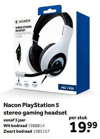 Aanbiedingen Nacon playstation 5 stereo gaming headset - BIGben - Geldig van 01/10/2022 tot 05/12/2022 bij Intertoys