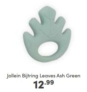 Aanbiedingen Jollein bijtring leaves ash green - Jollein - Geldig van 23/10/2022 tot 29/10/2022 bij Baby & Tiener Megastore