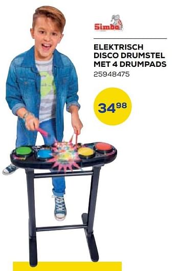 Aanbiedingen Elektrisch disco drumstel met 4 drumpads - Simba - Geldig van 21/10/2022 tot 07/12/2022 bij Supra Bazar