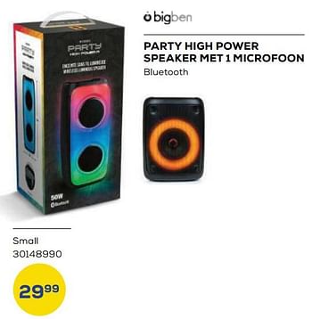 Aanbiedingen Party high power speaker met 1 microfoon small - BIGben - Geldig van 21/10/2022 tot 07/12/2022 bij Supra Bazar