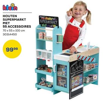 Aanbiedingen Houten supermarkt met 55 accessoires - Theo Klein - Geldig van 21/10/2022 tot 07/12/2022 bij Supra Bazar