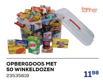 Aanbiedingen Opbergdoos met 50 winkeldozen - Tanner - Geldig van 21/10/2022 tot 07/12/2022 bij Supra Bazar