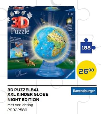 Aanbiedingen 3d puzzelbal xxl kinder globe night edition - Ravensburger - Geldig van 21/10/2022 tot 07/12/2022 bij Supra Bazar