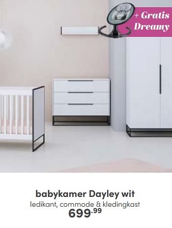 Aanbiedingen Babykamer dayley wit - Huismerk - Baby &amp; Tiener Megastore - Geldig van 23/10/2022 tot 29/10/2022 bij Baby & Tiener Megastore