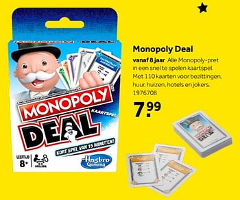 Aanbiedingen Monopoly deal - Hasbro - Geldig van 01/10/2022 tot 05/12/2022 bij Intertoys