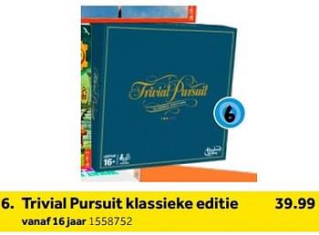 Aanbiedingen Trivial pursuit klassieke editie - Hasbro - Geldig van 01/10/2022 tot 05/12/2022 bij Intertoys