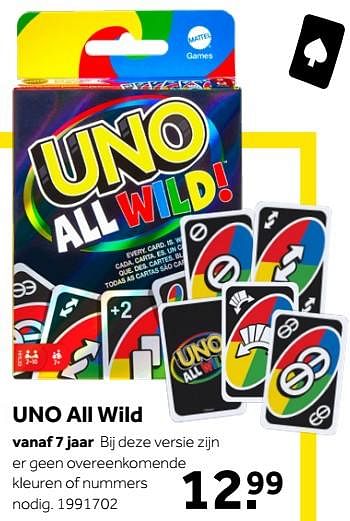 Aanbiedingen Uno all wild - Mattel - Geldig van 01/10/2022 tot 05/12/2022 bij Intertoys