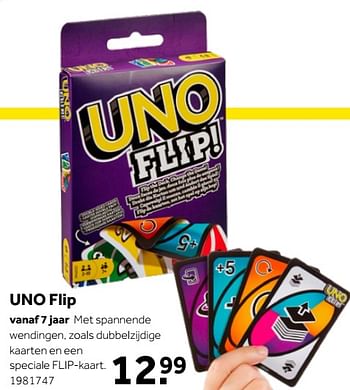 Aanbiedingen Uno flip - Mattel - Geldig van 01/10/2022 tot 05/12/2022 bij Intertoys