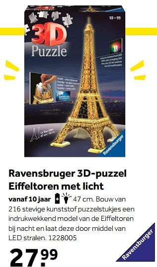 Aanbiedingen Ravensbruger 3d-puzzel eiffeltoren met licht - Ravensburger - Geldig van 01/10/2022 tot 05/12/2022 bij Intertoys