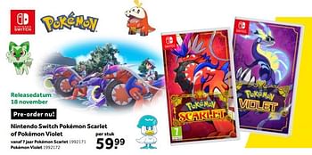 Aanbiedingen Nintendo switch pokémon scarlet of pokémon violet - Nintendo - Geldig van 01/10/2022 tot 05/12/2022 bij Intertoys