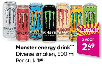 Aanbiedingen Monster energy drink - Monster - Geldig van 24/10/2022 tot 06/11/2022 bij Big Bazar