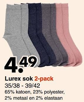 Aanbiedingen Lurex sok - Huismerk - Wibra - Geldig van 24/10/2022 tot 06/11/2022 bij Wibra